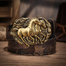 Cinto Country Fivela Casal de Cavalos Couro PU