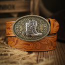 Cinto Country Fivela Bota com Flor Couro PU