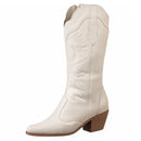 Bota Country Texana Feminina Branca Cano Médio