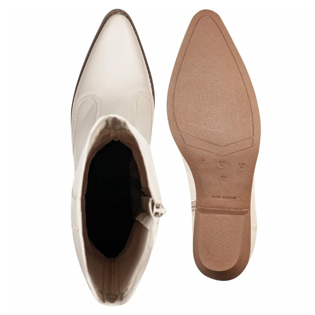 Bota Country Texana Feminina Branca Cano Médio