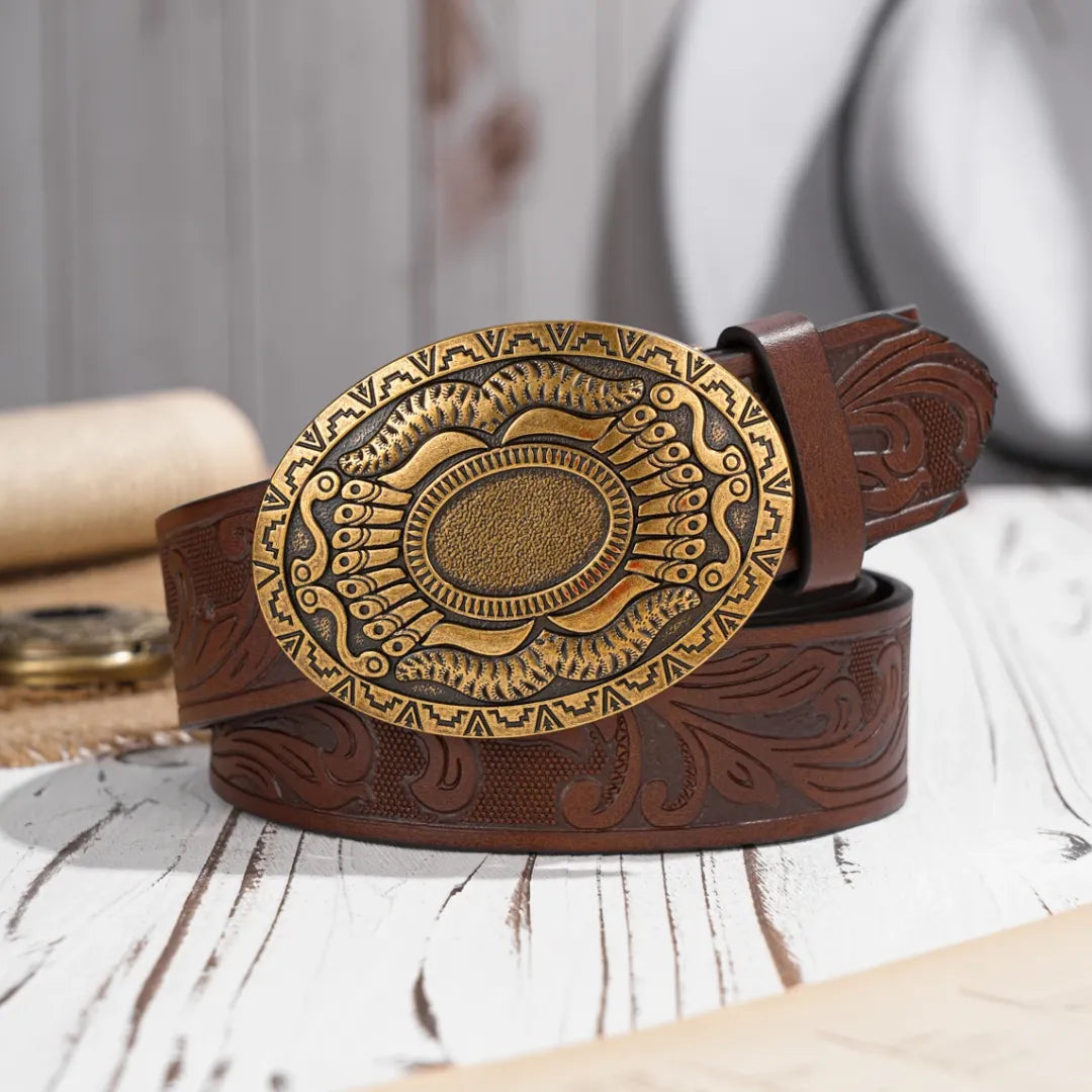 Cinto Country Fivela Flor do Texas PU