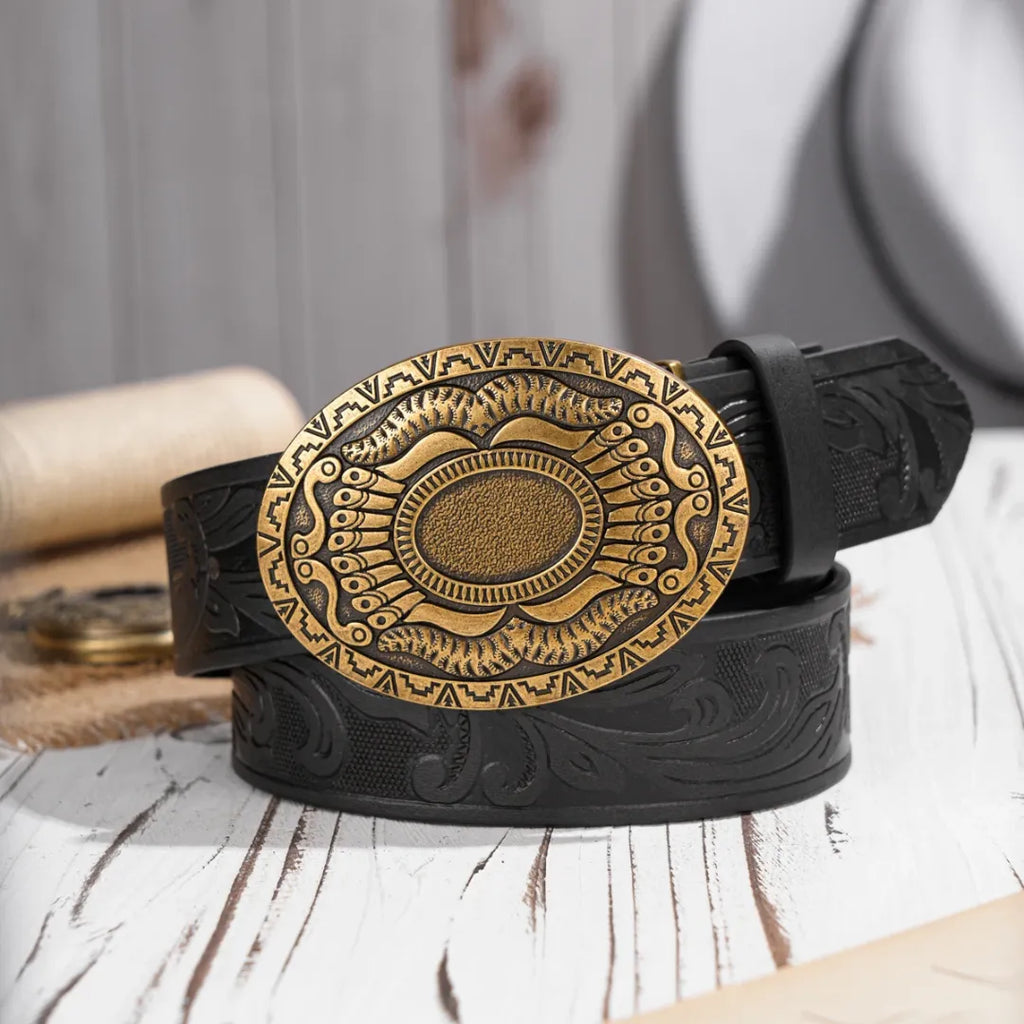 Cinto Country Fivela Flor do Texas PU