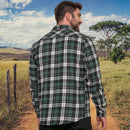 Camisa Xadrez Manga Longa Flanela Estilo Country Verde