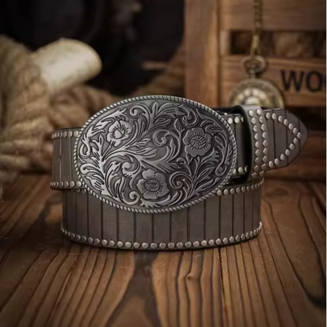 Cinto Country Fivela Flor do Deserto Couro PU