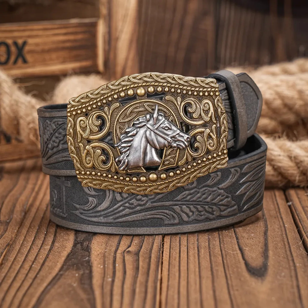 Cinto Country Fivela Cavalo Puro Sangue Couro PU