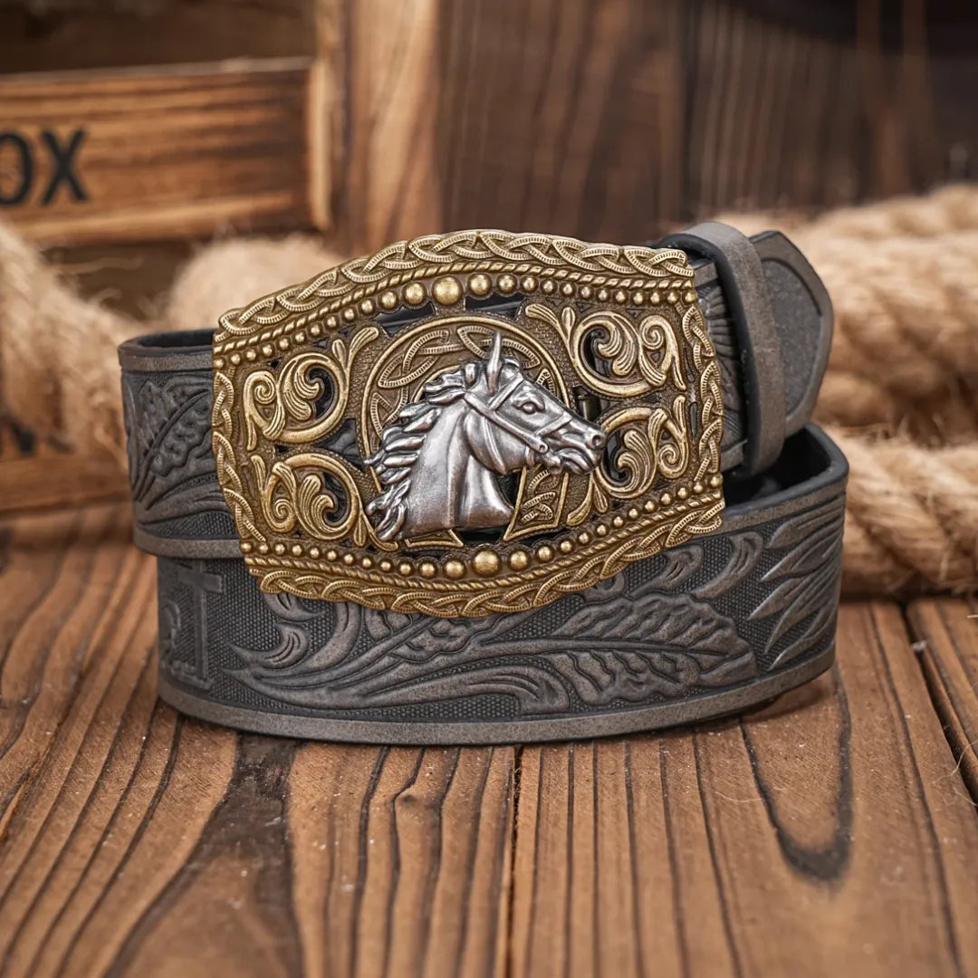 Cinto Country Fivela Cavalo Puro Sangue Couro PU