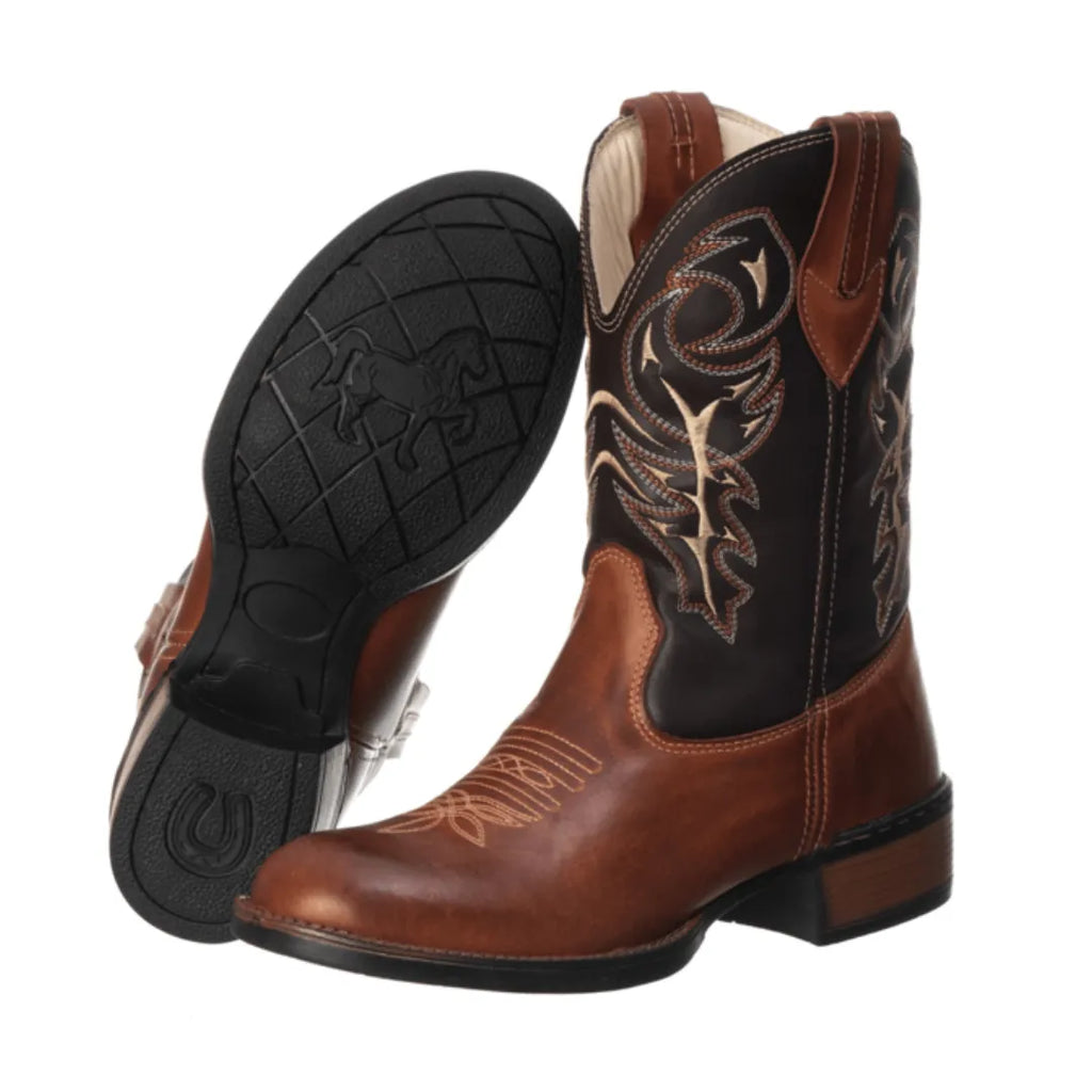Bota Country Masculina Cano Alto Marrom Colorado