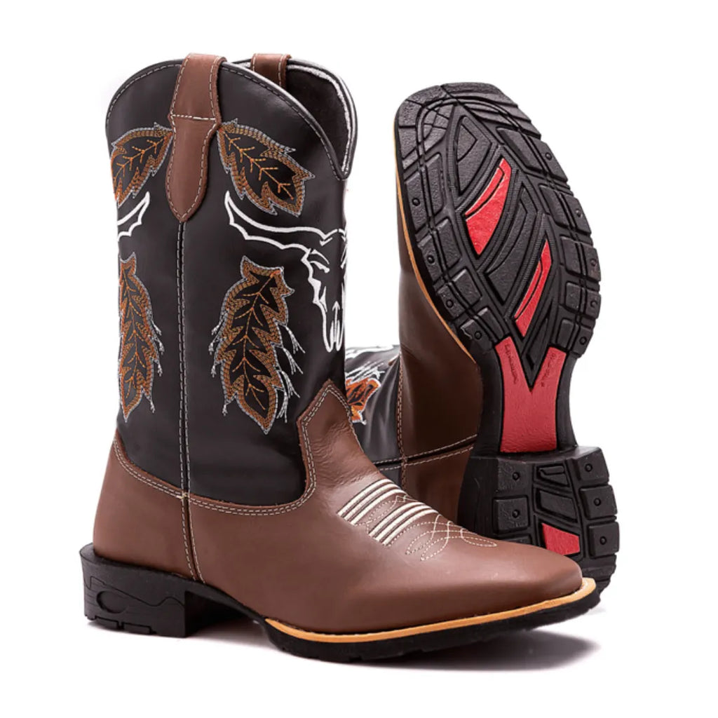 Bota Country Masculina Cano Alto Marrom Rocky Mountains