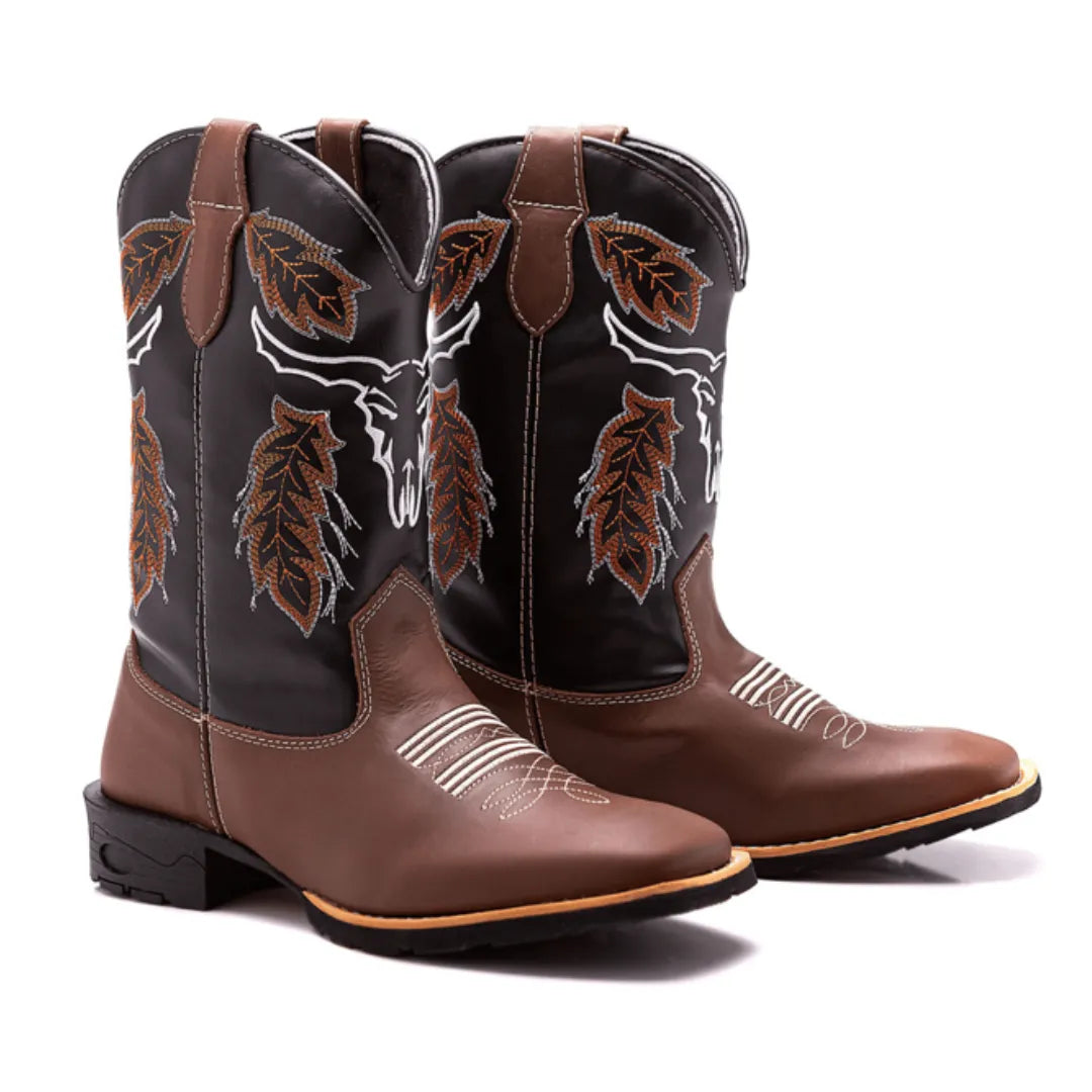 Bota Country Masculina Cano Alto Marrom Rocky Mountains