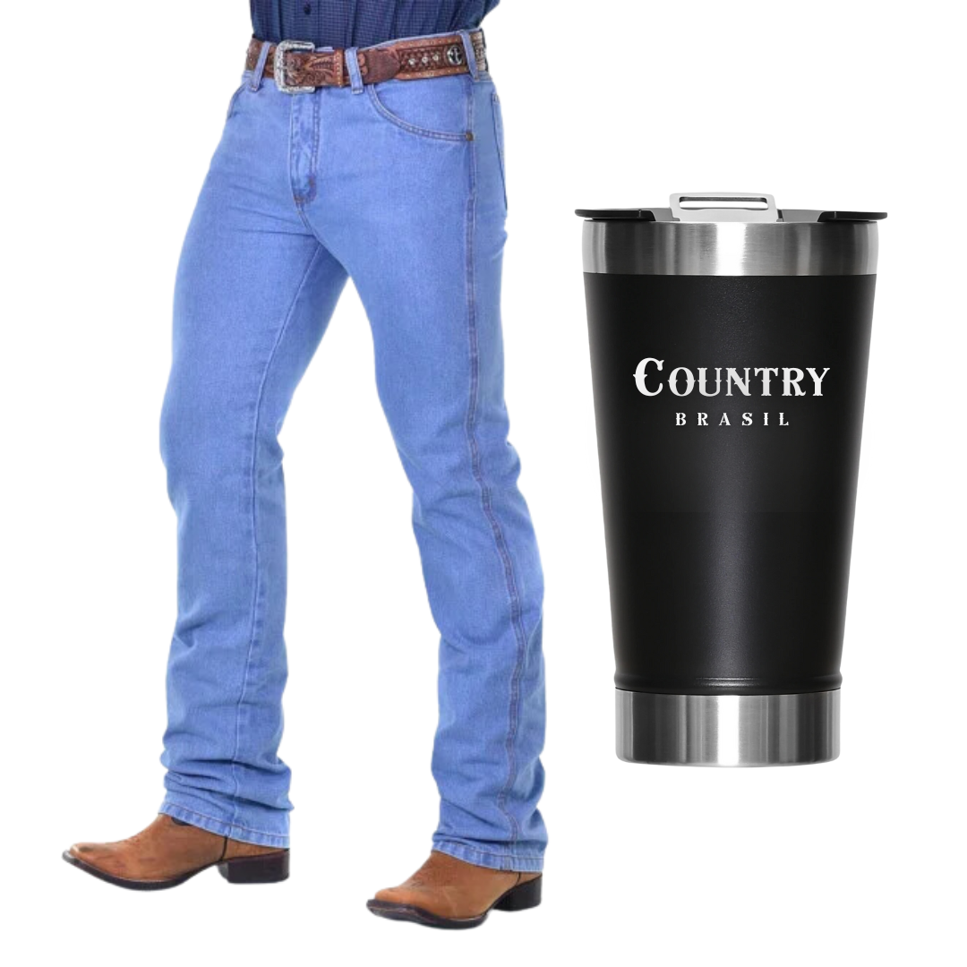 Calça Country Masculina Tecido Premium Azul Claro + Copo Térmico BRINDE