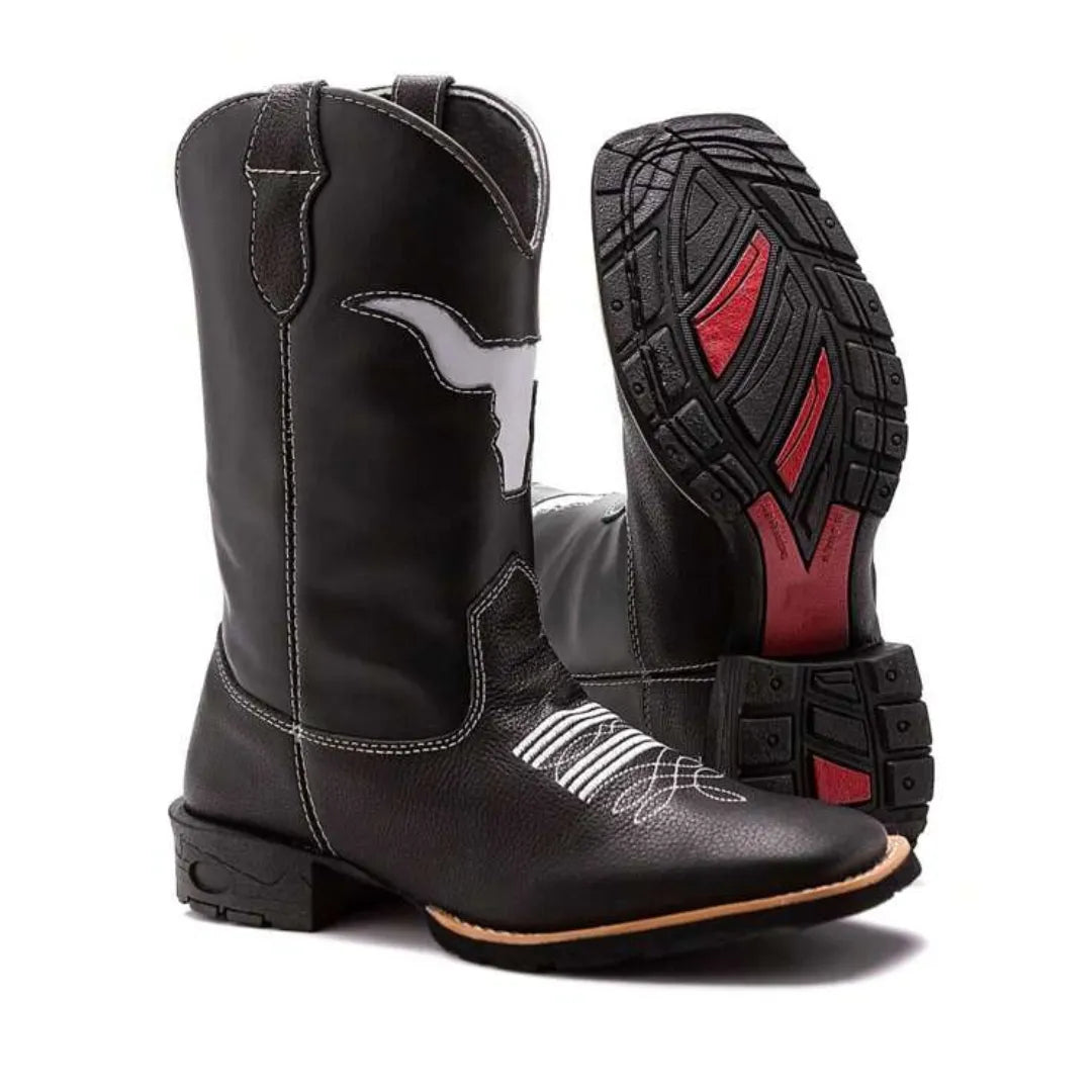 Bota Country Masculina Cano Alto Preta Dallas