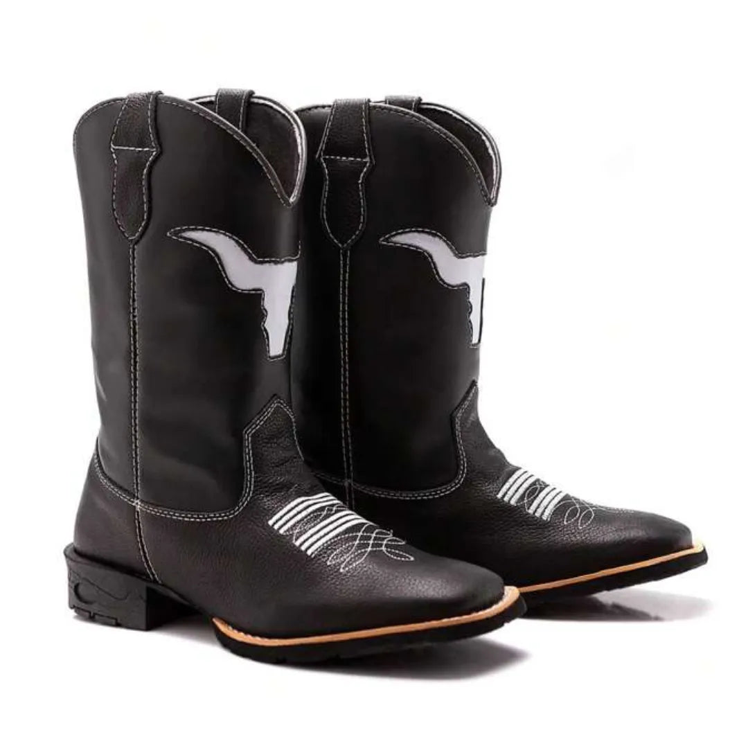 Bota Country Masculina Cano Alto Preta Dallas